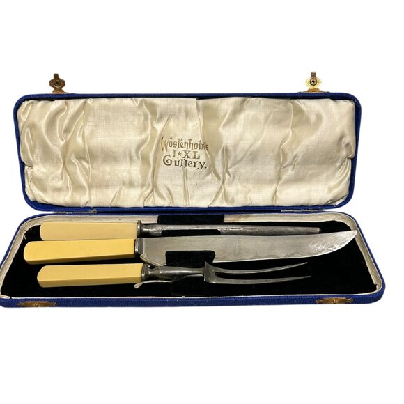 Vintage Wostenholm I*XL Cutlery Carving Set Bakelite Handles - Picture 2 of 14